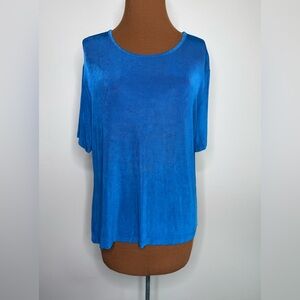 Chico's Travelers Vibrant Teal Blue Short Sleeve Pullover Top Size Large